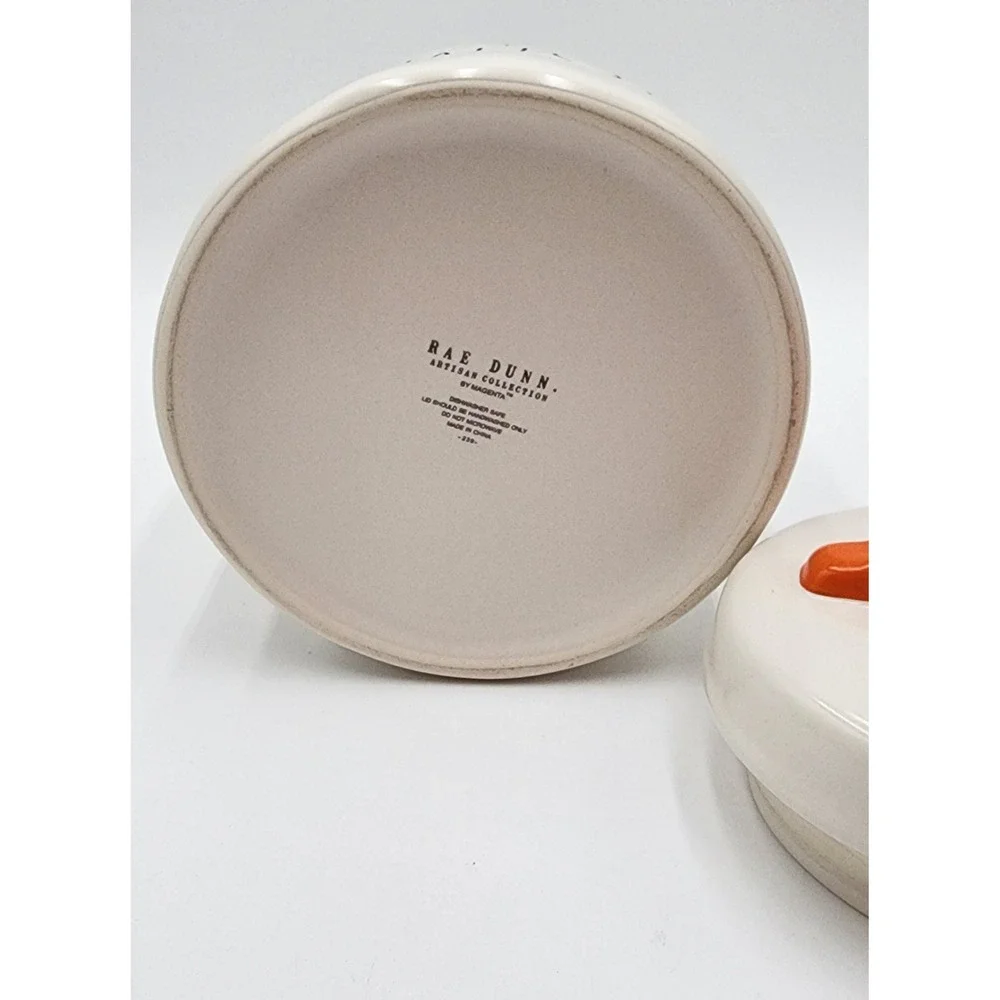 Rae‎ Dunn Happy Halloween Canister Jar with Orange Handle Lid Ceramic NOS